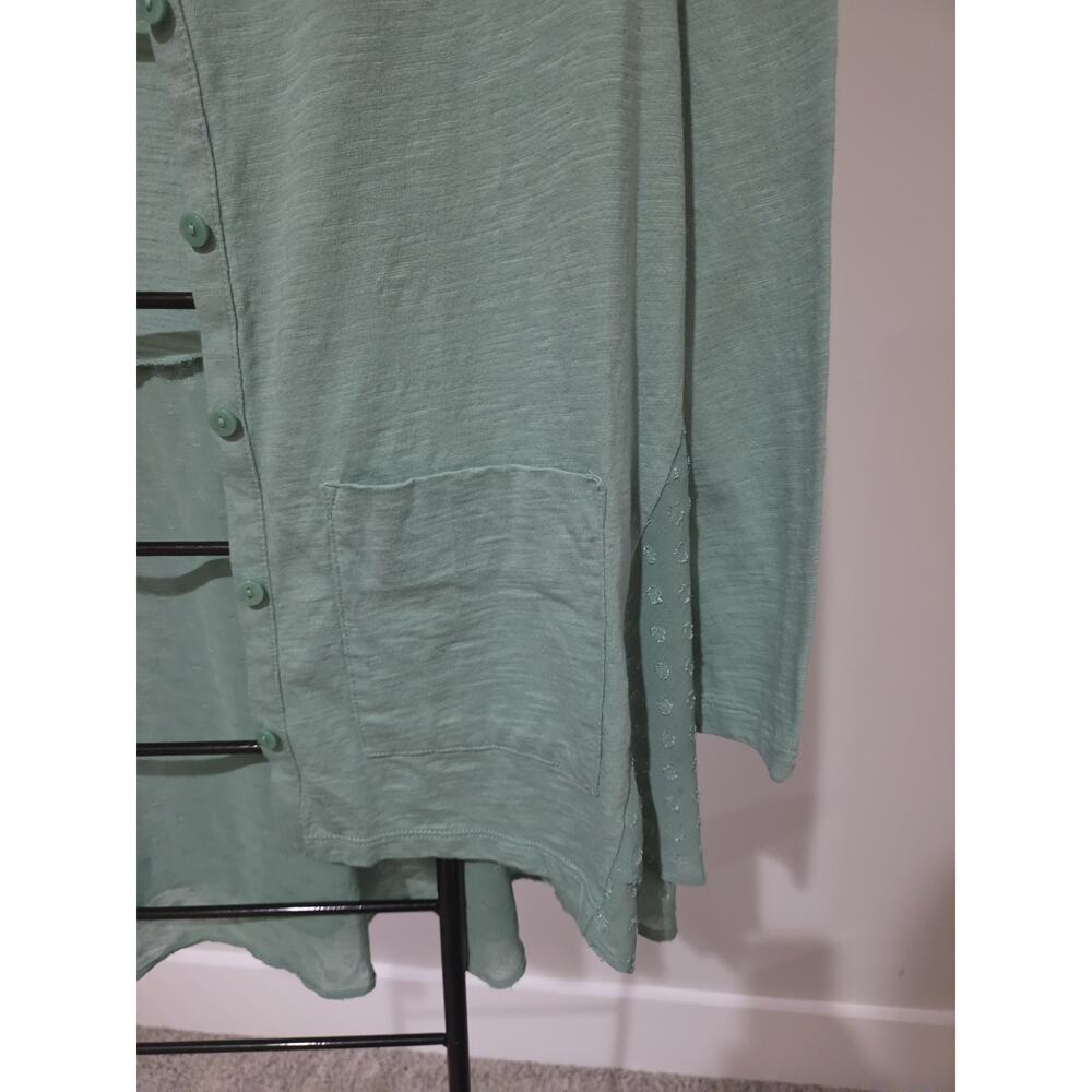 Logo Lori Goldstein PS Mint Green Knit Cardigan Clip Dot Trim A694674 NWOT - Picture 5 of 9